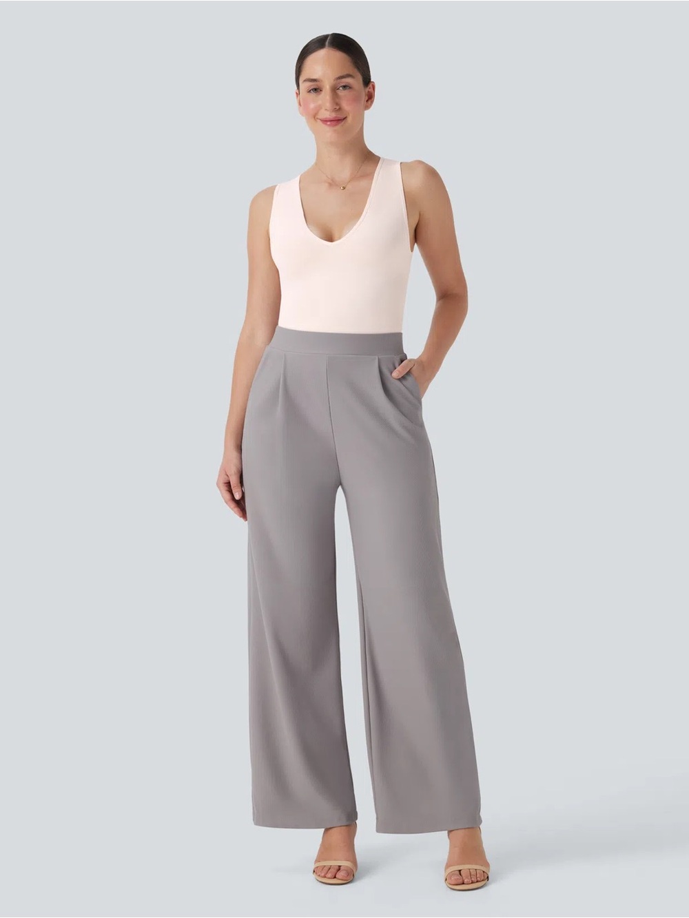 HALARA Seamless V Neck Shape Wear Bodysuit with Adjustable Straps